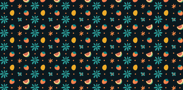 Pattern Simple Minimalista Sobre Frutas Tropicales 