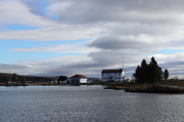 Fototapeta premium Autumn Day in in Two Harbors, Minnesota on the Lake Superior Harbor Near Lighthouse 