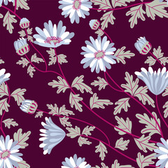 Fototapeta na wymiar seamless pattern cute chrysanthemum flowers