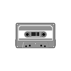 Vector illustration of a cassette tape in black and white