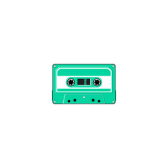 Vector illustration of a cassette tape in black and green