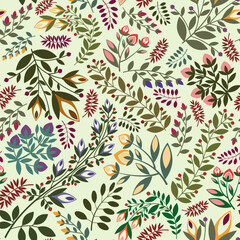 seamless pattern with bright stylized flowers