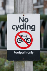 Generic NO CYCLING public sign.