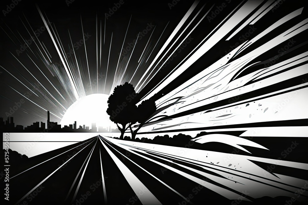 Poster manga and anime timelines for fast moving plot elements. animated visuals for the background. black 