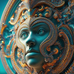 Obraz premium golden deuses statue, Generative AI