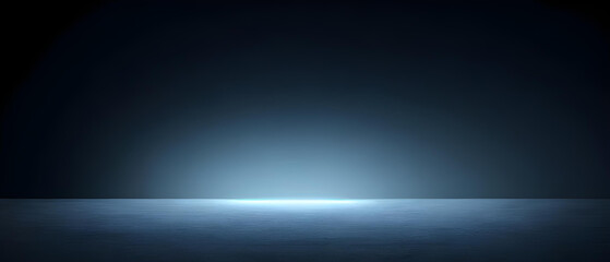 Empty dark abstract dark blue background, Rays of neon light in the dark, spotlights and and studio room with smoke float up interior texture for display products wall background. Generative AI - obrazy, fototapety, plakaty