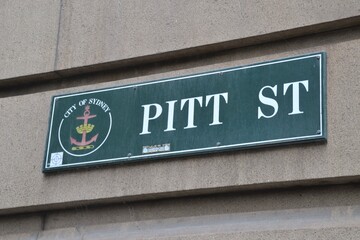 Sign for Pitt Street in Sydney