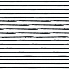 Irregular lines repeat horizontal seamless pattern. black and white striped background