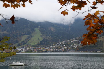 View of Zeller See in autumn