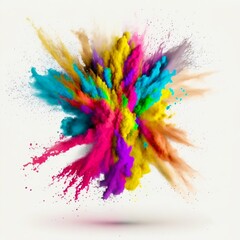 Multicolored explosion of rainbow holi powder paint. Generative AI