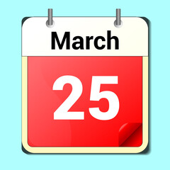 day on the calendar, vector image format, March 25.
