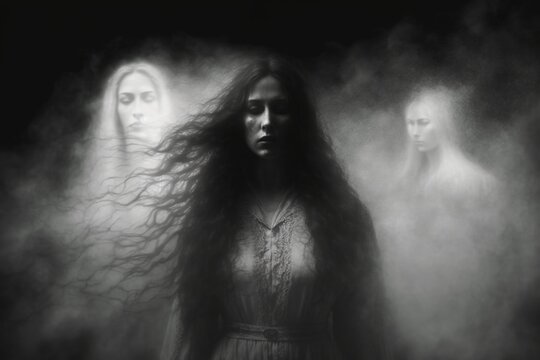 Female Ghostly Apparitions. Generative AI.