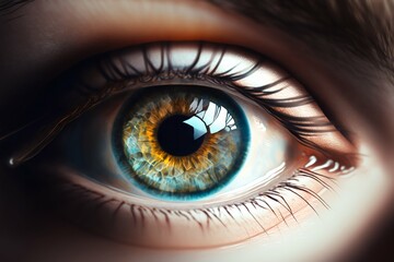 Fototapeta na wymiar Female eye close up. Generative AI