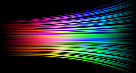Abstract light trails on the dark background. speed light line motion blur on dark background, data transfer simulation