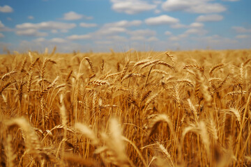 Gold wheat field. Growth nature harvest. Agriculture farm.
