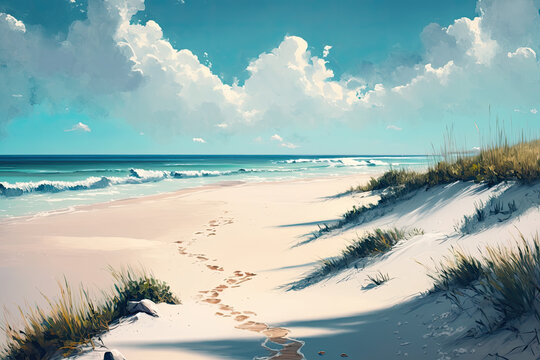 Peaceful Beach Painting, Generative Art