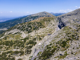 Aerial view of Rila Mountain near The Scary Lake, Bulgaria