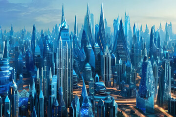 The Majestic Blue Crystal City: A Spectacular Vision of the Future with Generative AI
