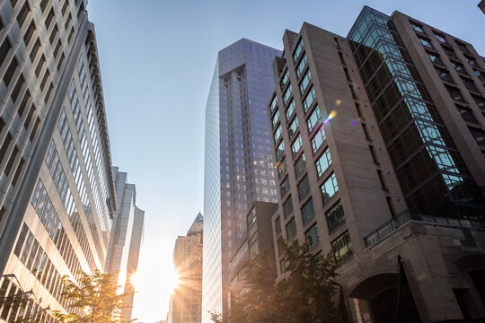 Corporate office building, downtown business district, high rise skyscraper, downtown Vancouver.