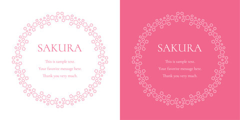 素材_フレームのセット_桜をモチーフにした春の飾り枠。シンプルで高級感のある囲みのデザイン