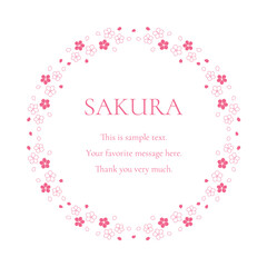 Fototapeta na wymiar 素材_フレーム_桜をモチーフにした春の飾り枠。シンプルで高級感のある囲みのデザイン