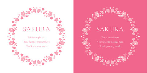 素材_フレームのセット_桜をモチーフにした春の飾り枠。シンプルで高級感のある囲みのデザイン