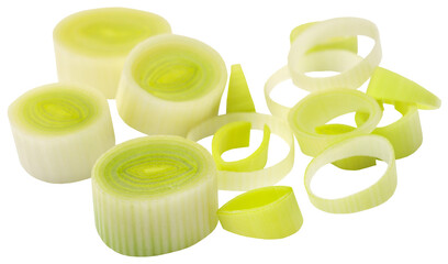 Fresh leek stems and leaves