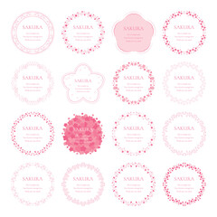素材_フレームのセット_桜をモチーフにした春の飾り枠。シンプルで高級感のある囲みのデザイン