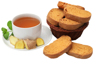 Herbal tea toast as breakfast