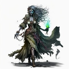 Stunning Female Fantasy Character - Wizard, Sorceress, or Zombie Banshee, generative ai - obrazy, fototapety, plakaty
