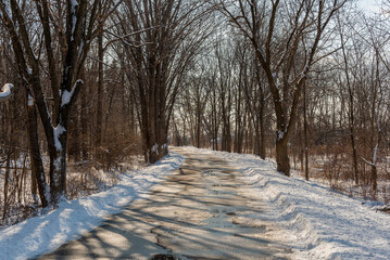 The Fox River Trail Near De Pere, Wisconsin, In Winter Snow