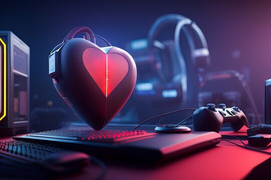 Gaming Setup Technology. Heart Connection