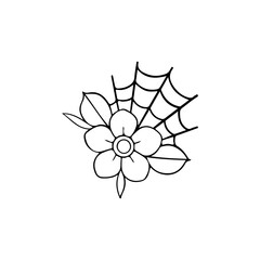 vector illustration of a flower with a cobweb