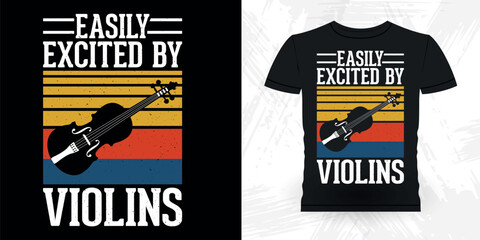 Violins Lover Funny Musician Music Bass Retro Vintage Musician T-shirt Design