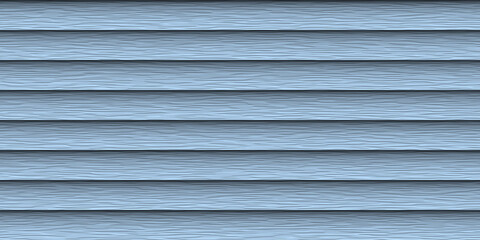 Blue garage wall background. Vinyl siding texture. Detailed building exterior backdrop. Urban house surface. Horizontal wooden planks pattern. - 575458059