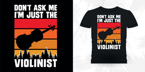 Violinist Lover Funny Musician Music Bass Retro Vintage Musician T-shirt Design