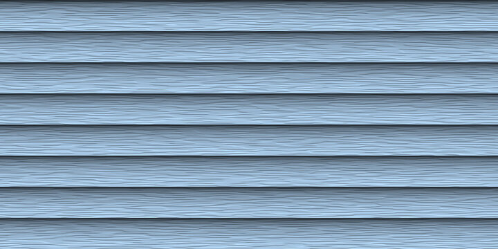 Blue garage wall background. Vinyl siding texture. Detailed building exterior backdrop. Urban house surface. Horizontal wooden planks pattern.