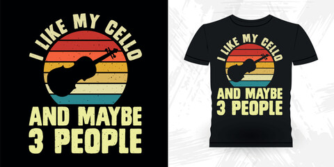 Cello Lover Funny Musician Music Bass Retro Vintage Musician T-shirt Design