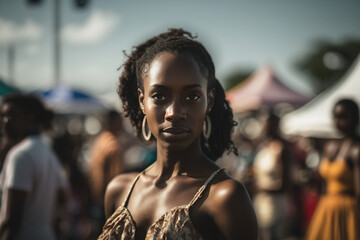Beautiful young woman at music festival event