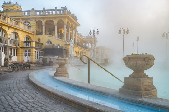 Szechenyi Baths in Budapest in winter, Hungary