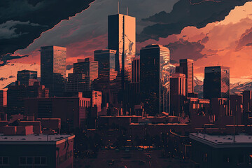 city of denver art illustration , ai generated
