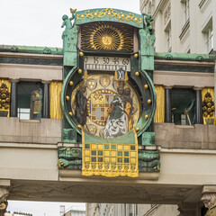 Famous historic Anker clock in Vienna, Austria