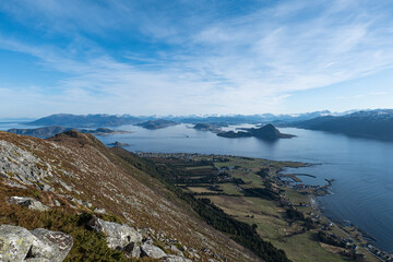 Fototapeta na wymiar Mountains in Norway on an island