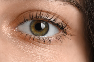 Fototapeta premium Teenage girl with green eyes, closeup