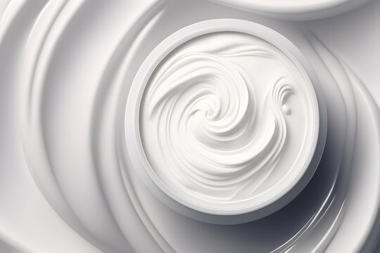 Lotion Beauty Skincare Cream Texture. Cosmetic Face Cream Moisturiser Jar On White Background, Beauty Product. Generative Ai