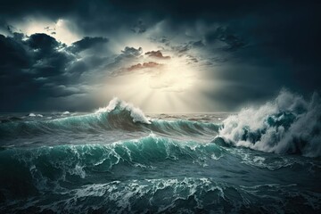 Scene from a stormy sea. Generative AI