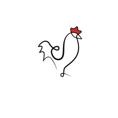 One Line Art of Animals - AI Format - Cockerel