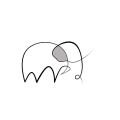 One Line Art of Animals - AI Format - Elephant