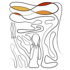 One Line Art - The Scream