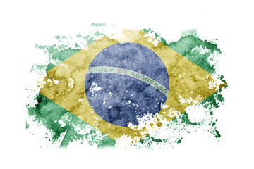 Brazil, Brazilian flag background painted on white paper with watercolor.